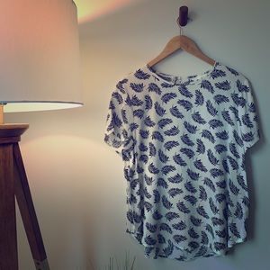H&M white/black leaf blouse